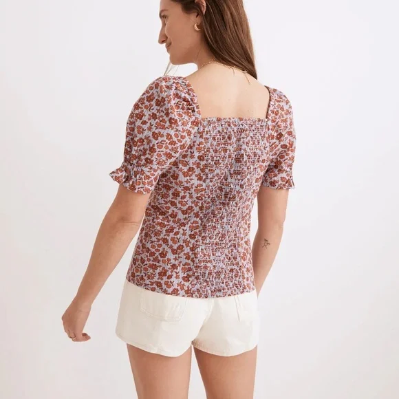 Madewell Floral Blouse in Red and Blue - Picture 3 of 13